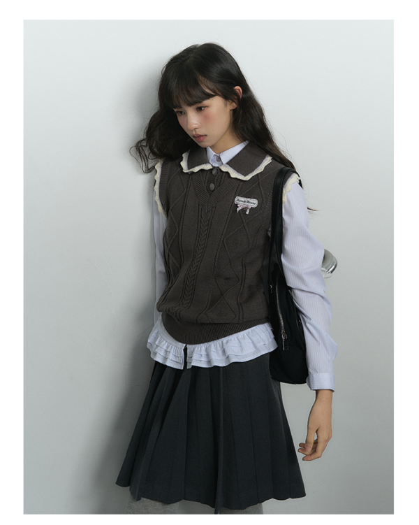 【KYOUKO HOUSE】Vintage elegant original knitted double layer collar undershirt undershirt College style new fall and winter